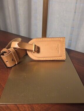 Louis Vuitton Tan Leather Luggage Tag with Gold-Tone Buckle